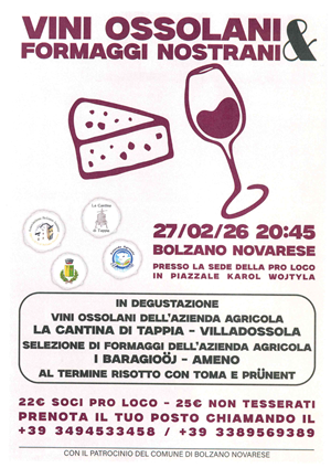 Degustazione
Vini ossolani & formaggi nostrani