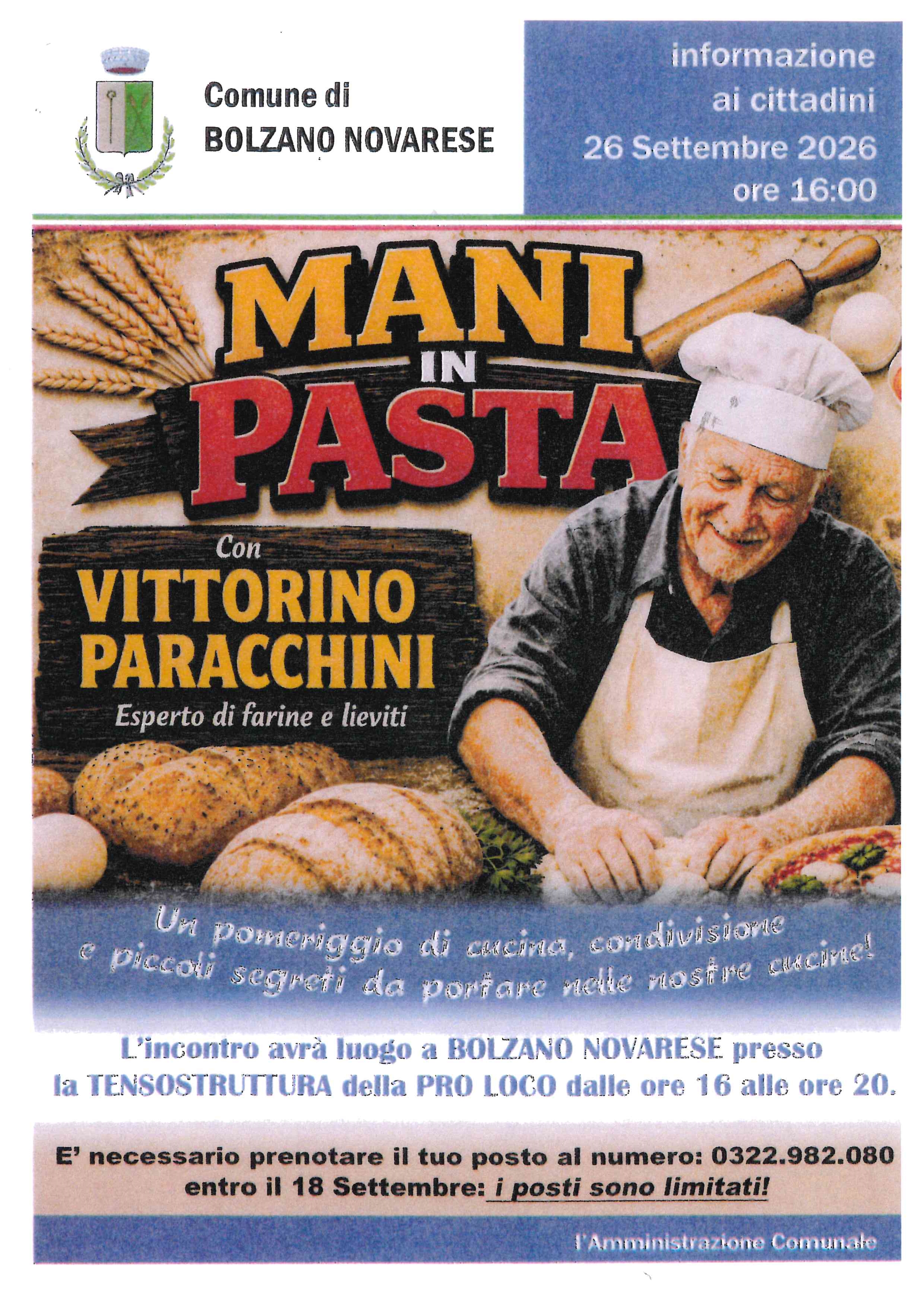 Mani in pasta
26 settembre 2026  ore 16.00